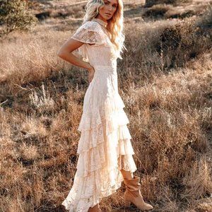 NEW Vici Fontana High Low Ruffle Lace Dress Size S